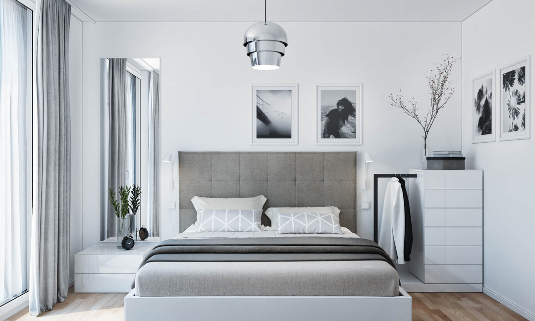 Beautiful Grey And White Bedroom