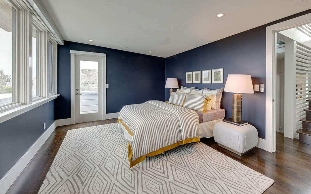 Grey and navy blue bedroom ideas